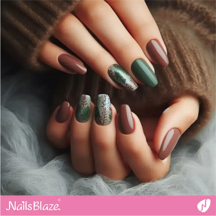Green and Brown Forest Theme Nails | Love the Forest Nails - NB2786